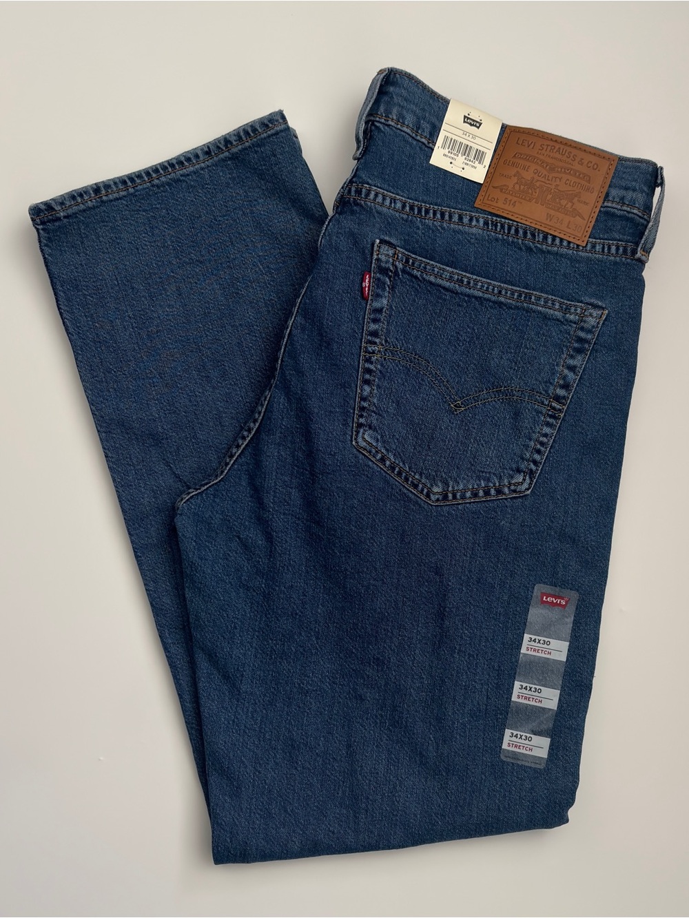 Men’s Levi’s Premium 514 Straight Fit Stretch Jeans 34x30 Medium Wash NWT